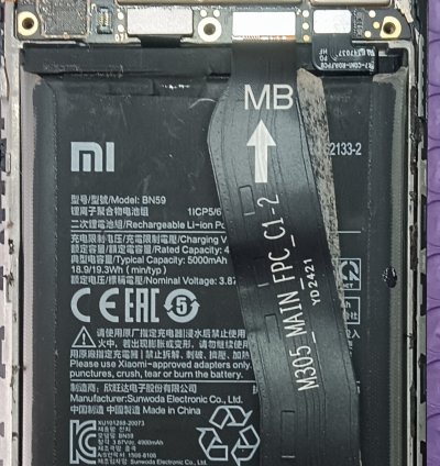 Mi note 10 center strip